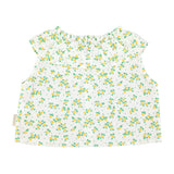 sleeveless blouse w/ collar | ecru w/ yellow flowers allover