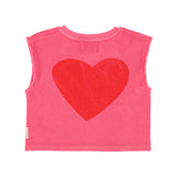 Kids Sleeveless Terry Top with “Amour” Print – Pink
