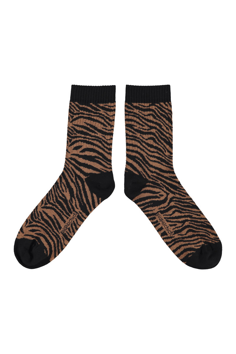 Socks Camel with Zebra Print