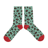 Socks Green with Animal Print