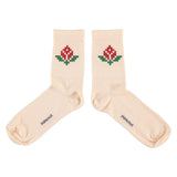 Socks Light Pink with Red Flower