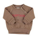 Baby Sweatshirt Brown with "captain" Print