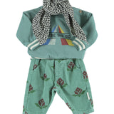 Baby Sweatshirt Green with "here We Go" Print
