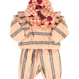 Baby Terry Cotton Sweatshirt Light Pink with Double Stripes