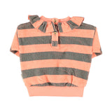 Baby Sweatshirt with Collar Pink & Green Stripes