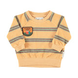 Baby Terry Cotton Sweatshirt Sand with Double Stripes