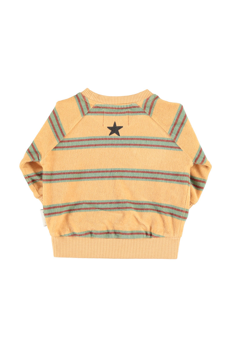 Baby Terry Cotton Sweatshirt Sand with Double Stripes