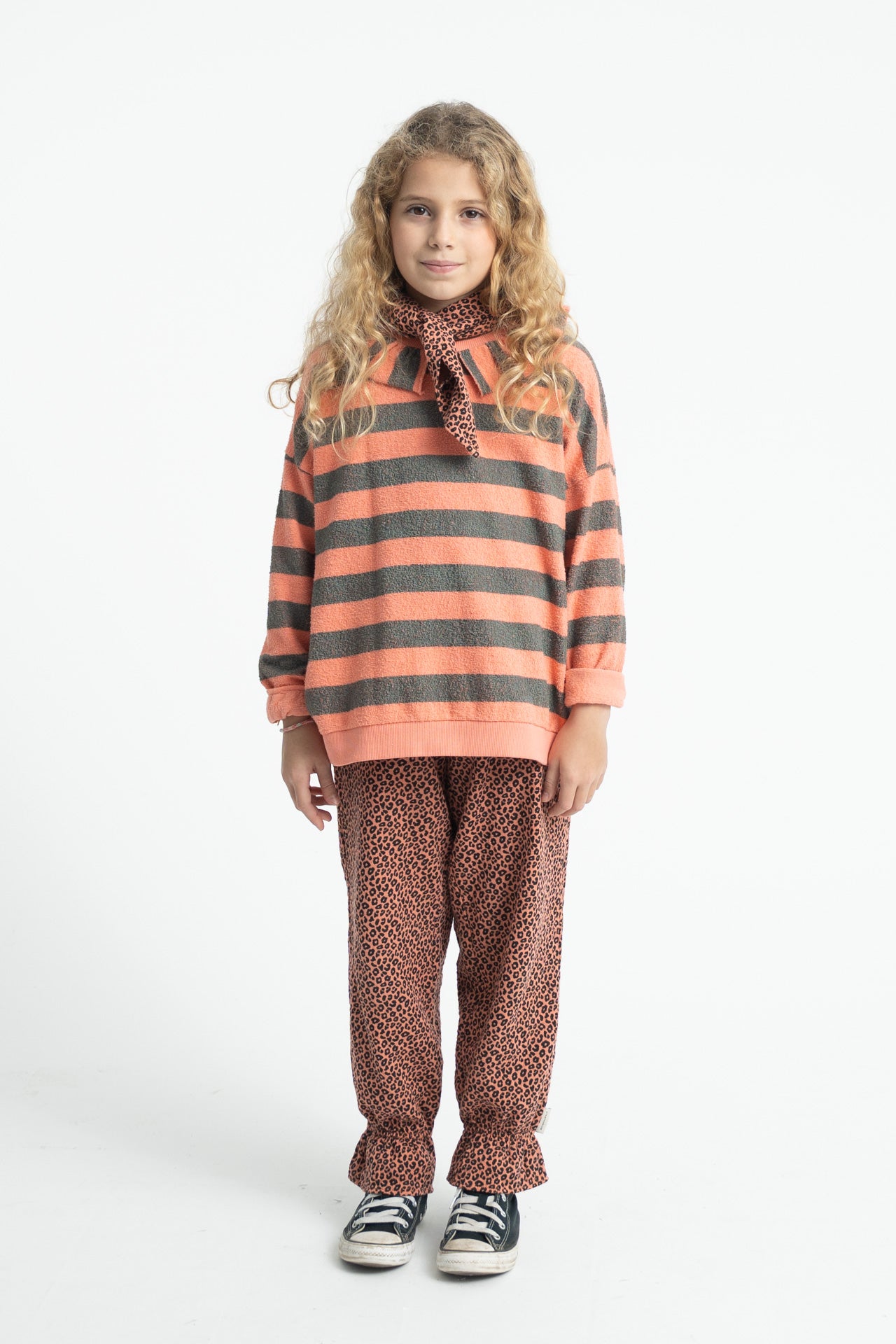 Sweatshirt with Collar Pink & Green Stripes