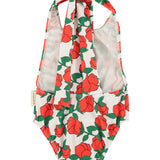 Girl Swimsuit with Back Bow in Rose Print