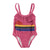 swimsuit w/ ruffles | aubergine w/ multicolor wave print