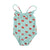 swimsuit w/ ruffles | blue w/ red bows