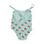 baby swimsuit w/ ruffles | blue w/ red bows