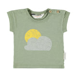 Baby T'shirt Olive Green with Sun & Cloud Print