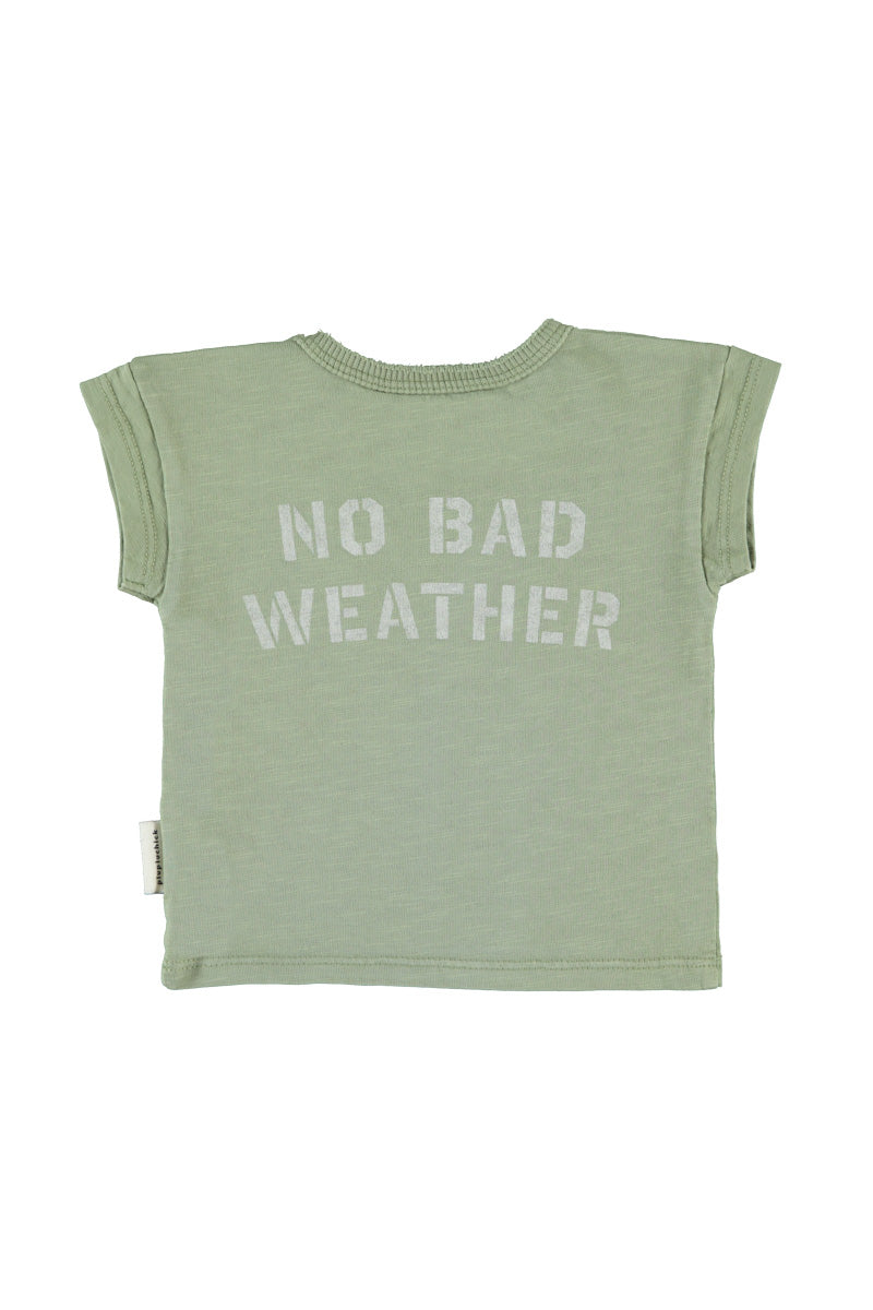 Baby T'shirt Olive Green with Sun & Cloud Print
