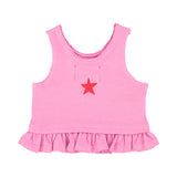 baby top | pink w/ "peace" print