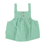 top w/ straps | green & ecru checkered