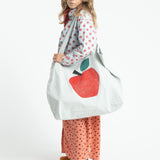 XL Bag Light Grey with Apple Print