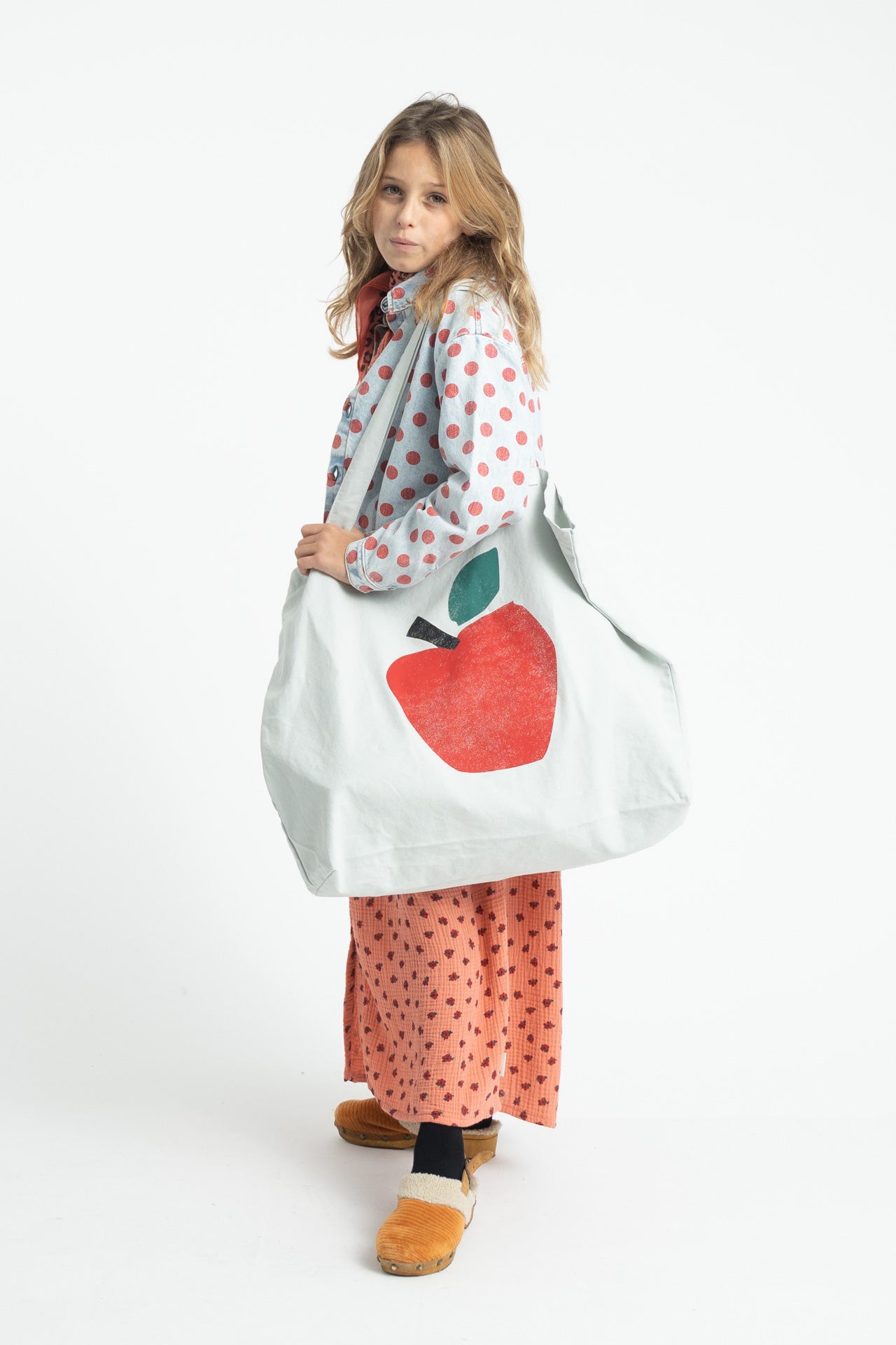 XL Bag Light Grey with Apple Print