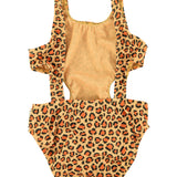 Girl Mustard Animal Print Trikini with Cut-Outs | Swimwear