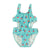 trikini | turquoise & white checkered w/ cherries