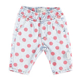 Baby Trousers Light Blue Denim with Red Dots