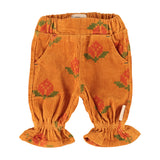 Baby Trousers with Ruffles Camel with Big Flowers