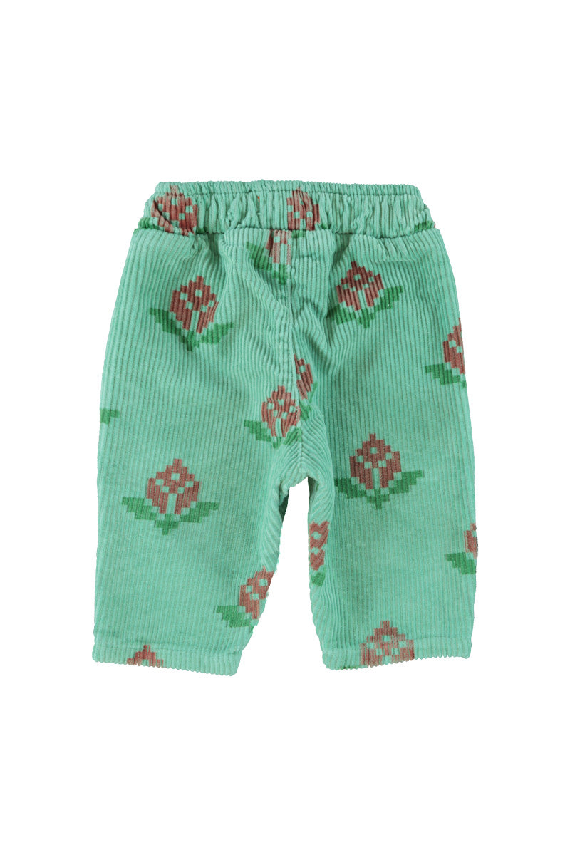 Baby Trousers Green with Big Flowers