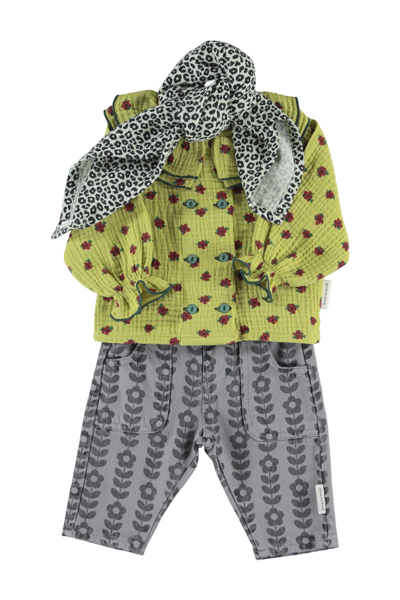 Baby Trousers Grey with Black Flowers