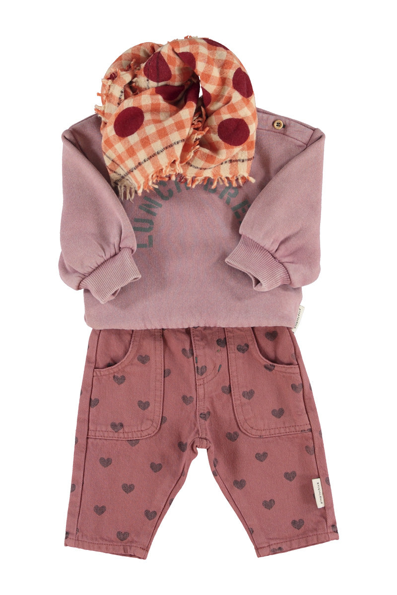 Baby Trousers Pink with Black Hearts