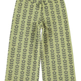 Trousers Green with Black Flowers