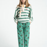 Trousers Green with Big Flowers