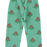 Trousers Green with Big Flowers