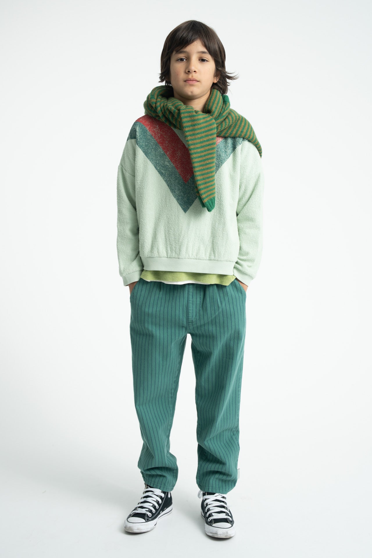 Trousers Green with Black Stripes