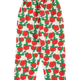 Trousers | ecru w/ red roses print
