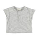 Baby buttoned t'shirt | off-white & grey stripes
