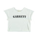 Baby printed t'shirt | White w/ "Garrett" black print and rainbow