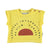Baby terry cotton t-shirt | yellow w/ "festival" garnet & black print