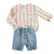 Baby round collar shirt | White & red stripes