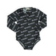 Long sleeved one piece rash vest | Black w/ "mimosa" allover