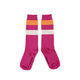 High socks | fuchsia w/ multicolor stripes