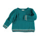 Baby knitted sweater . Emerald with coloured stripes