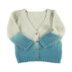 Baby knitted v-neck cardigan . Blue tie dye