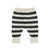 Baby knitted baby leggings | ecru & charcoal grey stripes
