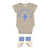 Baby shortsleeve body | light brown w/ "backyard" print