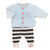 Baby knitted baby leggings | ecru & charcoal grey stripes