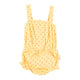 Baby playsuit w/ thin straps | light yellow w/ red sunshade allover