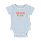 Baby short sleeve body | light blue w/ "beach club" print