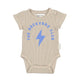Baby shortsleeve body | light brown w/ "backyard" print