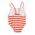Baby striped swimsuit | red & ecru stripes