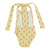 Baby swimsuit w/ back bow | light yellow w/ flowers allover